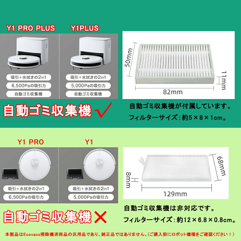 エコバックス DEEBOT Y1 PLUS/ Y1 PRO PLUS 用 互換品 ECOVACS 交換アクセサリーキ...