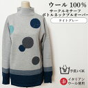 \【全品在庫限り】アウトレットプライス/ウール100% サークルモチーフ ボトルネックプルオーバー 【イタリアンウール使用】【手洗い可能】ニット セーター ハイ...