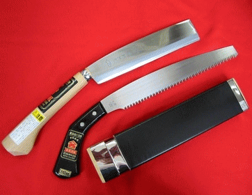 二丁差　上製鉈細身21cm(片刃4.5CM・黒打)＋小鋸