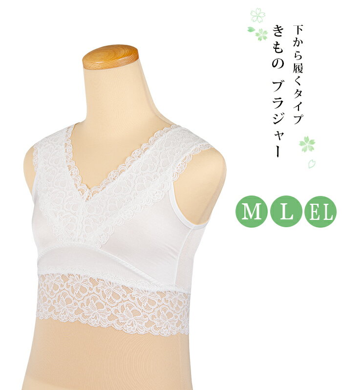 【 らくらくはくきものブラジャー 】（ M / L / EL ） きものブラジャー 和装ブラ 和装ブラジャー 和装 下着 着物ブラ 和装下着 着物ブラジャー ブラ ブラジャー 補整 苦しくない レース 白 ホワイト 日本製 0018-01901