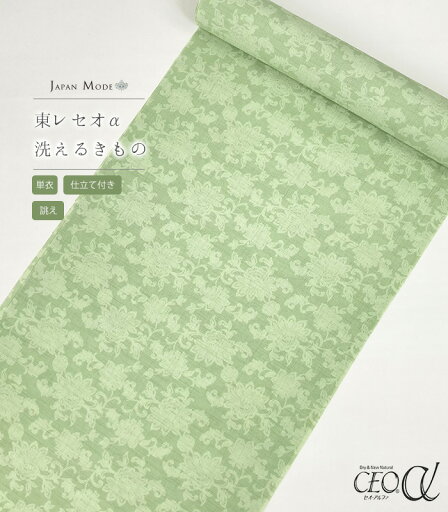 【 単衣 仕立付き 】 都粋オリジナルカラー東レセオαジャパンモード小紋(華唐草:シルバーグリーン)(手縫い)(別誂え) 【 単衣 仕立付き 】 都粋オリジナルカラー東レセオαジャパンモード小紋(華唐草:シルバーグリーン)(手縫い)(別誂え)