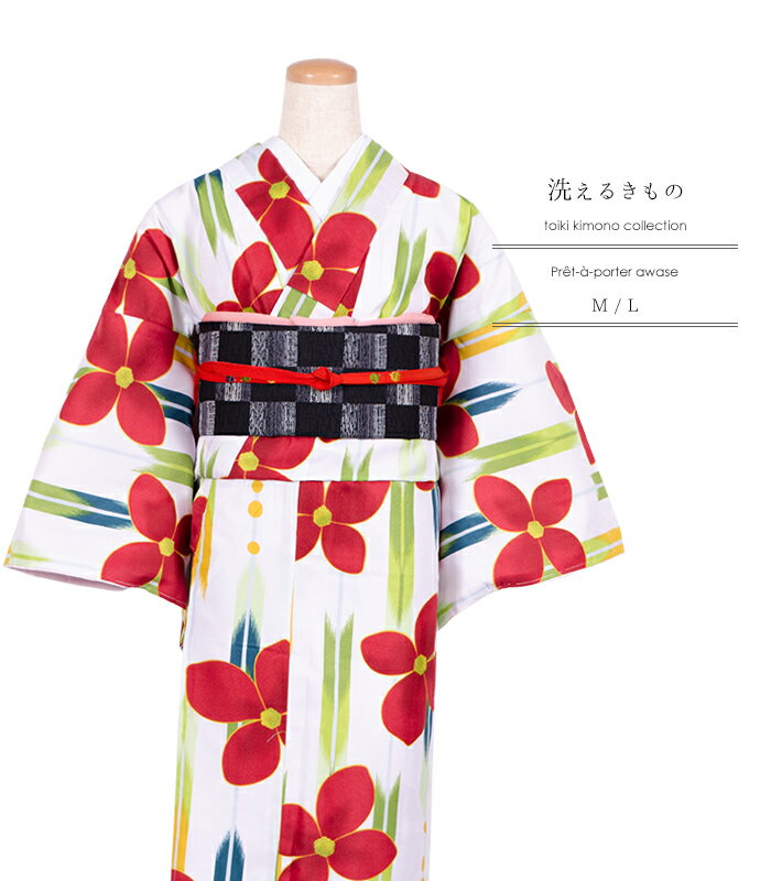 Rakuten - 【 洗える小紋 / 袷 仕立上り 】 Mサイズ Lサイズ【 薄藤色に花と矢絣柄 】 洗える着物 洗える 着物 きもの 小紋 カジュアル レトロ レトロモダン 矢絣 お正月 普段着 稽古 お洒落 おしゃれ オシャレ ポリエステル 2017-00019-B