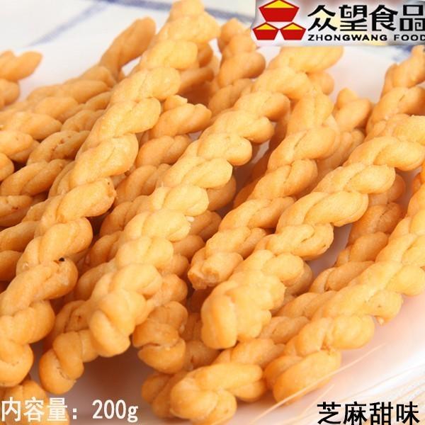 2袋入 衆望 芝麻小麻花（マホァ）甜味 甘ゴマ味 低糖タイプ 中国駄菓子 中華おやつ 油で揚げた食品 サクサク 小分け 御茶請けやおつまみに 個包装 112g*2袋