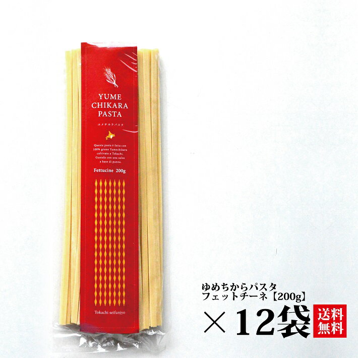 【送料無料】ゆめちからパスタフェットチーネ【200g】12袋/北海道産/小麦/ゆめちから100%/モチモチ/平麺タイプ/Pasta/おまとめ買いのサムネイル