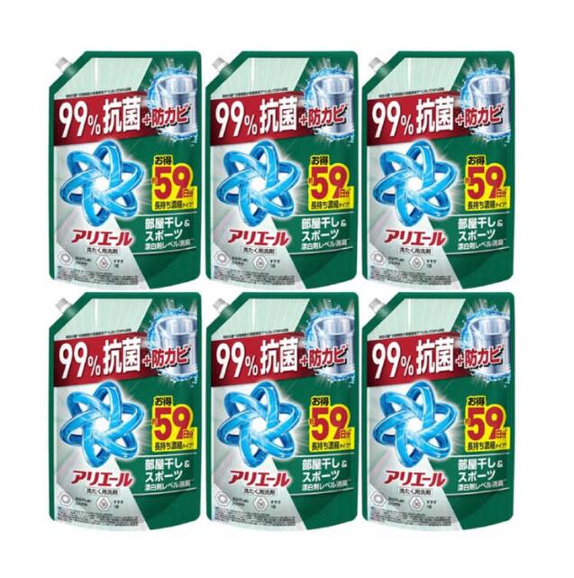 P＆G(ケース販売)アリエール ジェル 部屋干しプラス つめかえ ウルトラジャンボサイズ 1400g×6個 4987176309228 5