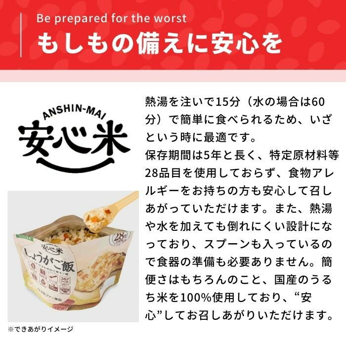 G アルファー食品 安心米 しょうがご飯(玄米入り)100g ×15袋 114216621 ご飯 ごは...