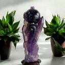 アメジストの龍の置物 紫水晶 愛の守護石 辰 ドラゴン 手彫り 木製台座付き インテリア 魔除け 浄化 パワーストーン 天然石 スピリチュアル パワーのある置物 風水のお守り 高さ約26cm(3)