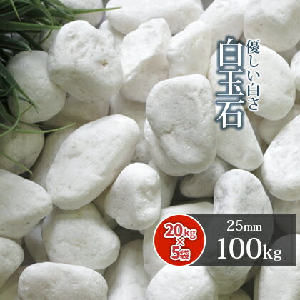 白玉石 25mm 100kg (20kg×5袋) | 庭 砂利 ホワイト おしゃれ 石 白 diy ガーデニング 園芸 ガーデン 外構 エクステリア 造園 花壇 玉砂利 玉石 化粧砂利 玉石砂利 白砂利 白石 白い石 白い砂利 ガーデンストーン 石材 天然石 自然石 砂利石 庭砂利 小石のサムネイル