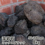 ＼マラソン中ポイント2倍／溶岩石 ミックスブラック 50-200mm 8kg | レイアウト ロックガーデン 熔岩 販売 ガーデニング 園芸 ガーデン diy 庭園 造園 水槽 アクアリウム 縁石 花壇 土留め エクステリア 外構 テラリウム アクアリウム用品 レイアウト用品