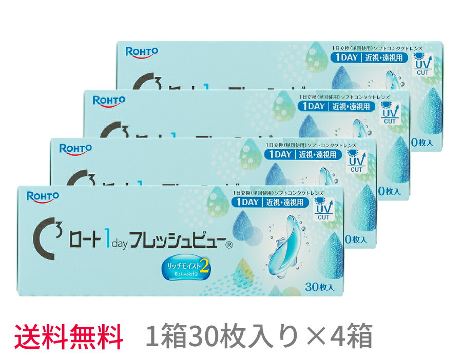 【4箱セット送料無料】ロート ワンデーフレッシュビューリッチモイスト2【1箱30枚入り×4箱】1da ...