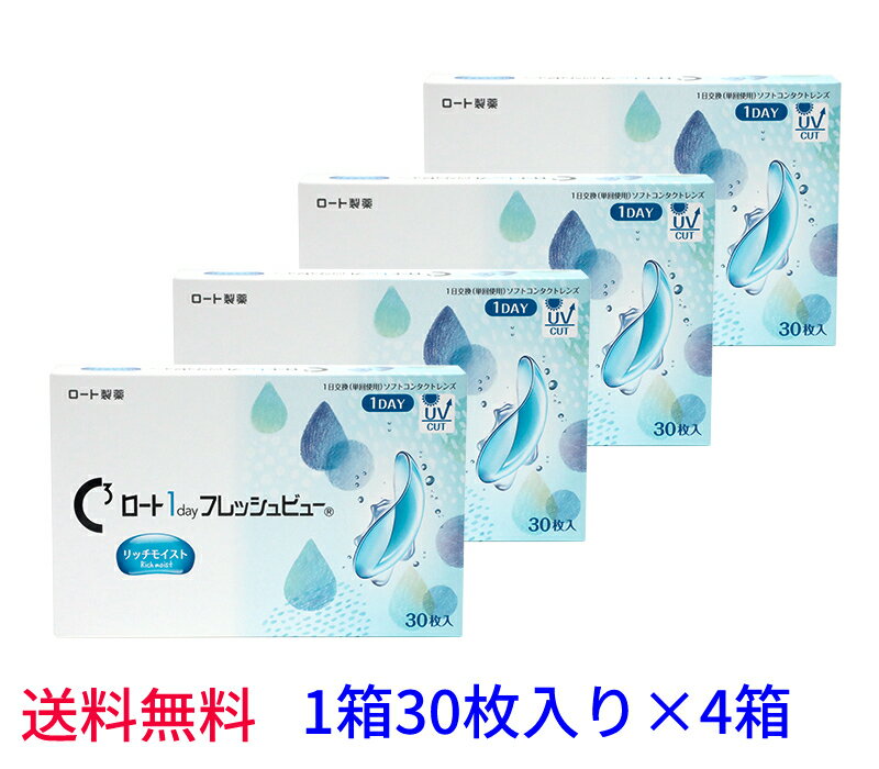 【4箱セット送料無料】ロート ワンデーフレッシュビューリッチモイスト【1箱30枚入り×4箱】1day Rich Moist 近視用 まとめ買い