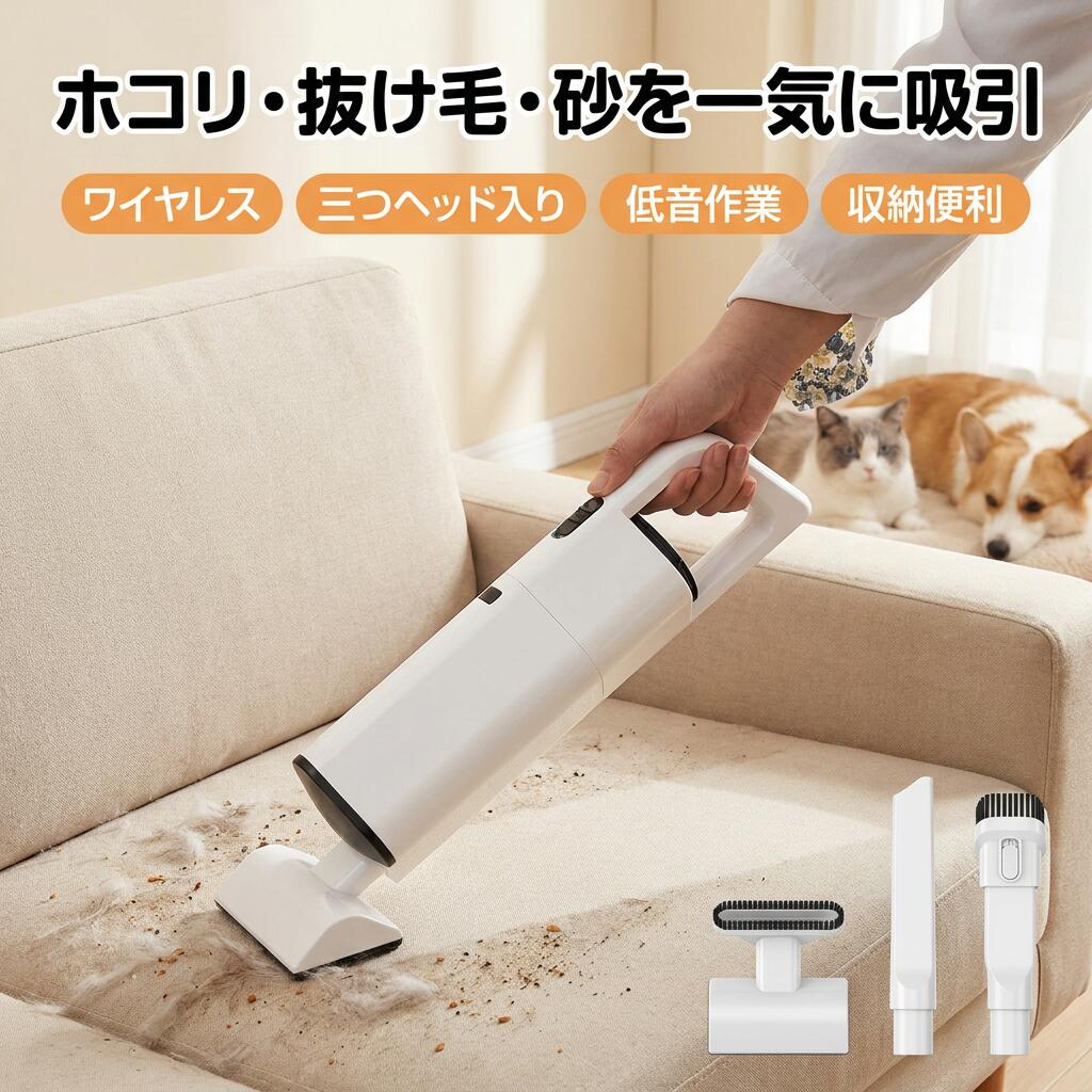 Rakuten - 【ホコリ・抜け毛・砂を一気に吸引】ペット用電動吸毛器 ペット用品 ホコリ 抜け毛 砂 お手入れ 愛犬 愛猫 犬猫用 掃除機 自動車用 カーペット ベッド 家庭用 ワイヤレス 三つヘッド入り 37×10×11cm ポイント消化 プレゼント ギフト 人気 おすすめ 新生活 母の日 父の日