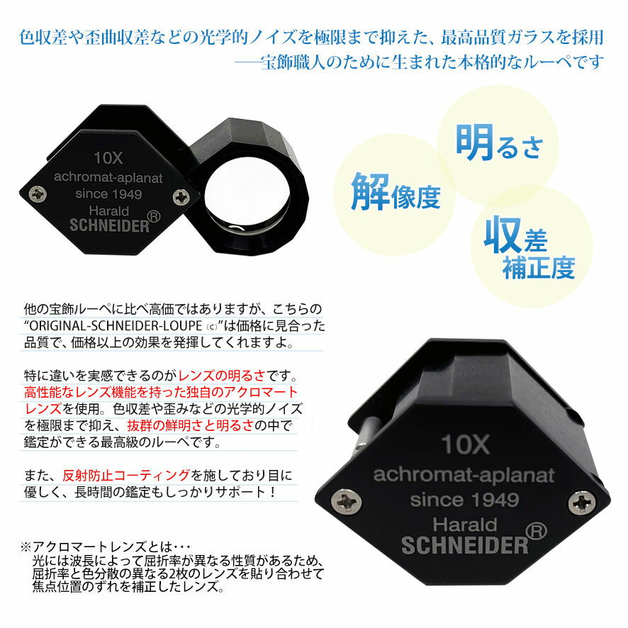【楽天1位】宝石ルーペ シュナイダー スタンダード 10倍 径18mm SCHNEIDER クロムカバー EF2013S 腕時計 修理 オーバーホール メンテナンス