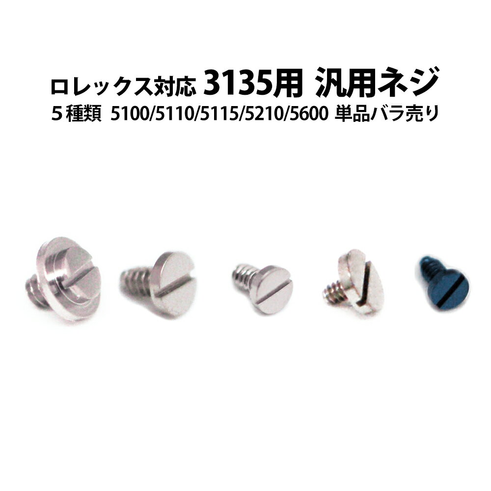 時計部品 ロレックス対応 汎用ネジ 3135-5100 5110 5115 5210 5600 バラ売り 5種類 ビス ジェネリック ムーブ 修理部品 時計修理 合わせ部品 DE-6080-RS3