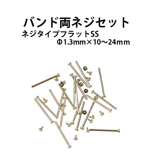 【楽天1位】バンド両ネジセット ネジタイプ シルバー バラ売り サイズ1種類 20本入り φ1.3mm×10～26mm ネジ頭φ3.0mm リベットセット