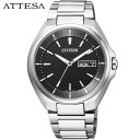 シチズン アテッサ エコドライブ ソーラー電波時計 CITIZEN ATTESA AT6050-54E 腕時計 メンズ ソーラー ビジネス メタル 黒 ブラック 銀 シルバー 誕生日プレゼント 男性 彼氏 夫 ギフト 退職祝い その1