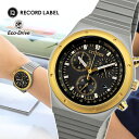 シチズン レコードレーベル 1984 chronograph 限定モデル エコドライブ ソーラー アナログ メタル 金 ゴールド 銀 シルバー 黒 ブラック 国内正規品 メンズ CITIZEN RECORD LABEL 腕時計 AT2544-64E(2)