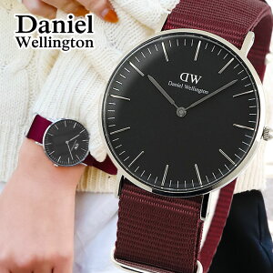 Daniel Wellington ダニエルウェリントン DW00100274 Classic Black クラシック ブラック Roselyn ローズリン 36mm 腕時計 メンズ レディース Natoベルト カジュアル アナログ 黒 ブラック 赤 ワインレッド 誕生日 女性 ギフト プレゼント 海外モデル シンプル