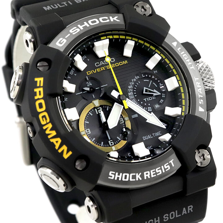 カシオ Gショック ジーショック フロッグマン GWF-A1000-1A G-SHOCK FROGMAN マスターオブG 時計 腕時計 ソーラー 電波時計 アナログ Bluetooth カレンダー 防水 多機能 黒 ブラック イエロー CASIO Master of G 男性 彼氏 旦那 夫 ギフト