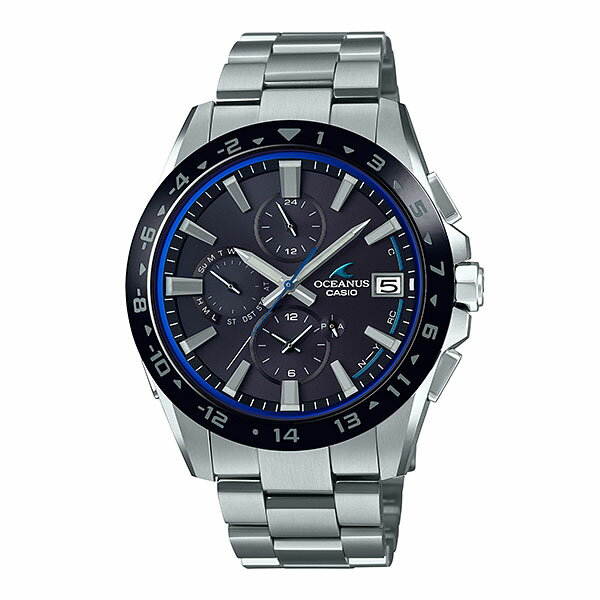 CASIO カシオ OCEANUS オシアナス クラシックライン OCW-T3000A-1AJF メンズ 腕時計 チタン メタル 多機能 ソーラー アナログ 黒 ブラック 青 ブルー 銀 シルバー モバイルリンク機能 国内正規品誕生日 男性 父の日 ギフト プレゼント