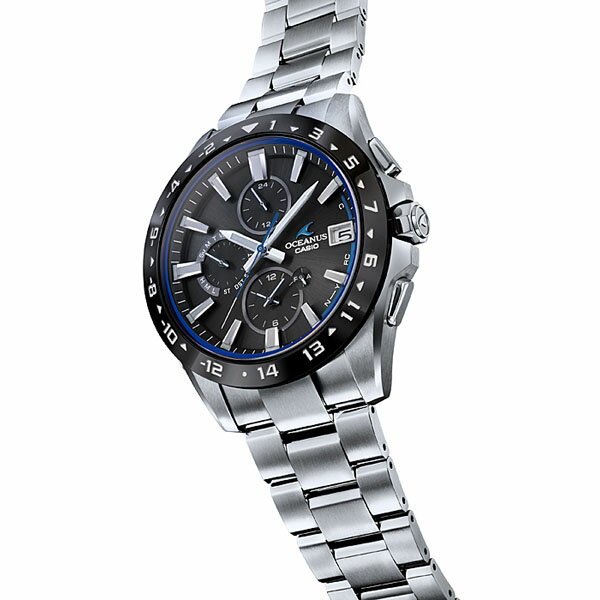 CASIO カシオ OCEANUS オシアナス クラシックライン OCW-T3000A-1AJF メンズ 腕時計 チタン メタル 多機能 ソーラー アナログ 黒 ブラック 青 ブルー 銀 シルバー モバイルリンク機能 国内正規品誕生日 男性 父の日 ギフト プレゼント