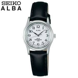 SEIKO セイコー ALBA アルバ AEGD543 国内正規品 レディース レディス 腕時計 新品 時計 ウォッチ 革ベルト レザー ソーラー ビジネス スーツ アナログ 黒 ブラック 中学生 高校生 母の日 実用的 誕生日プレゼント 女性 彼女 友達 娘 ギフト