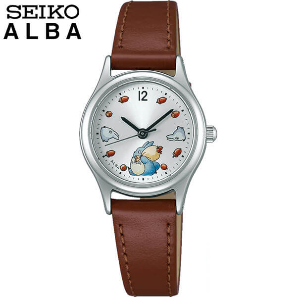 【お取り寄せ】SEIKO セイコー ALBA アルバ となりのトトロ キャラクター ACCK406 国内正規品 レディース レディス キッズ 腕時計 革ベルト レザー クオーツ アナログ 茶 ブラウン シルバー 誕生日プレゼント 女性 彼女 女友達 娘 ギフト ブランド