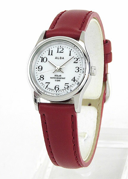 SEIKO セイコー ALBA アルバ AEGD561 国内正規品 レディース レディス 腕時計 ウォッチ レザー 革ベルト ソーラー アナログ 赤 レッド 白 ホワイト 中学生 高校生 母の日 実用的 誕生日プレゼント 女性 彼女 友達 娘 ギフト ブランド