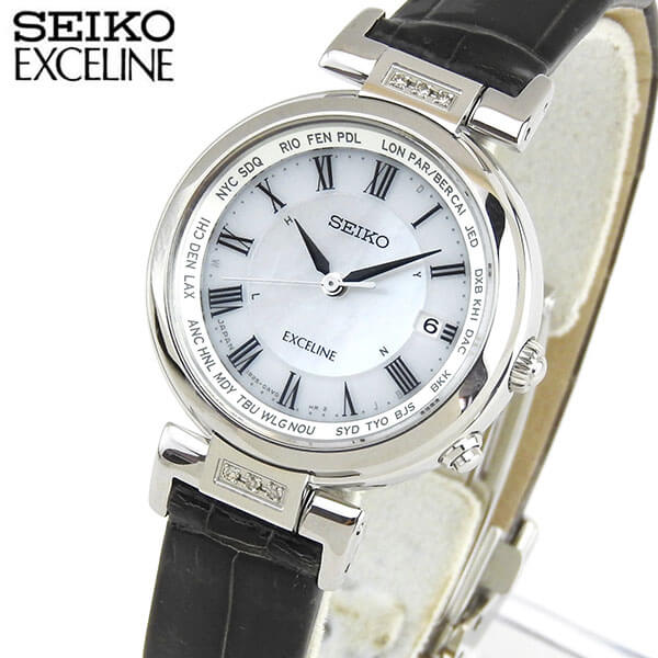 セイコー ドルチェ＆エクセリーヌ 腕時計（レディース） 【お取り寄せ】SEIKO セイコー DOLCE & EXCELINE ドルチェ&エクセリーヌ SWCW109 国内正規品 レディース 腕時計 ウォッチ クロコダイル 革ベルト 電波ソーラー ブルー 白蝶貝 中学生 高校生 誕生日プレゼント 女性 彼女 友達 娘 ギフト ブランド