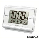 【お取り寄せ】SEIKO セイコークロック デジタル 目覚まし時計 電子音 ライト 日付 カレンダー 温度表示 湿度表示 白 ホワイト SQ698S 誕生日プレ...