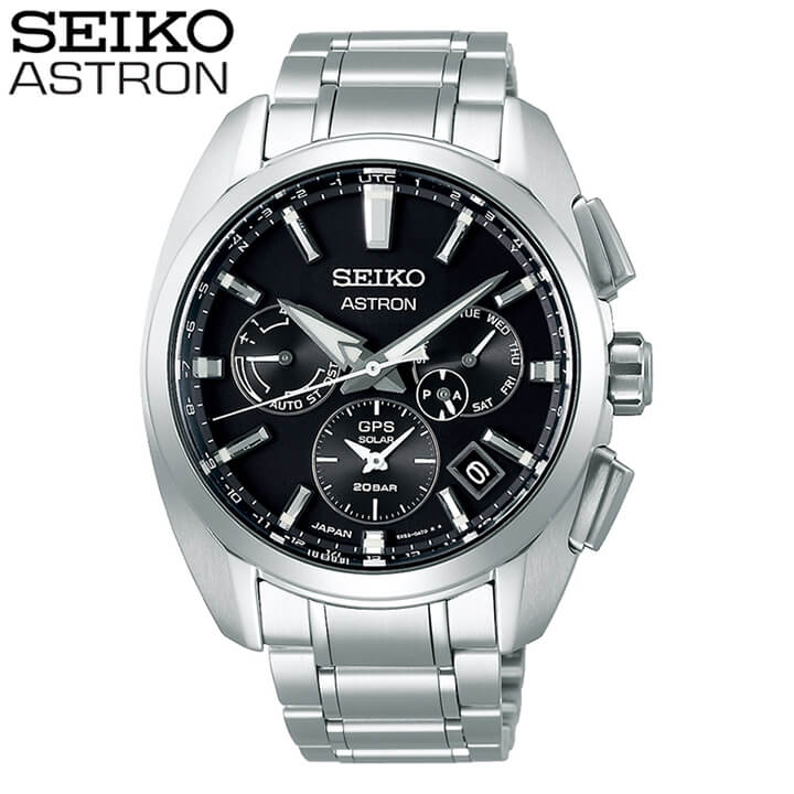 SEIKO セイコー ASTRON アストロン 5X デュアルタイム メンズ 腕時計 黒 ブラック 銀 シルバー ソーラーGPS衛星電波修正 誕生日プレゼント 男性 彼氏 旦那 夫 友達 ギフト SBXC067 国内正規品