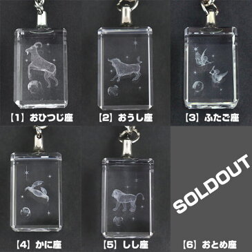 腕時計と一緒にご注文で1円! 【訳あり】キーホルダー 星座 クリスタル 3Dクリスタル星座キーホルダー