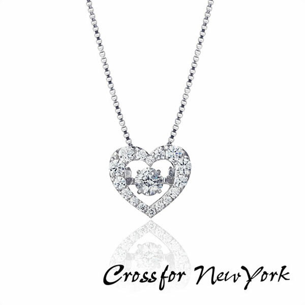 楽天ブランド腕時計通販の加藤時計店【お取り寄せ】Crossfor New York クロスフォーニューヨーク ダンシングストーン ネックレス ハート ペンダント レディース NYP-540 キュービックジルコニア シルバー925 シンプル 大人可愛い 誕生日プレゼント 女性 彼女 女友達 娘 ギフト ブランド