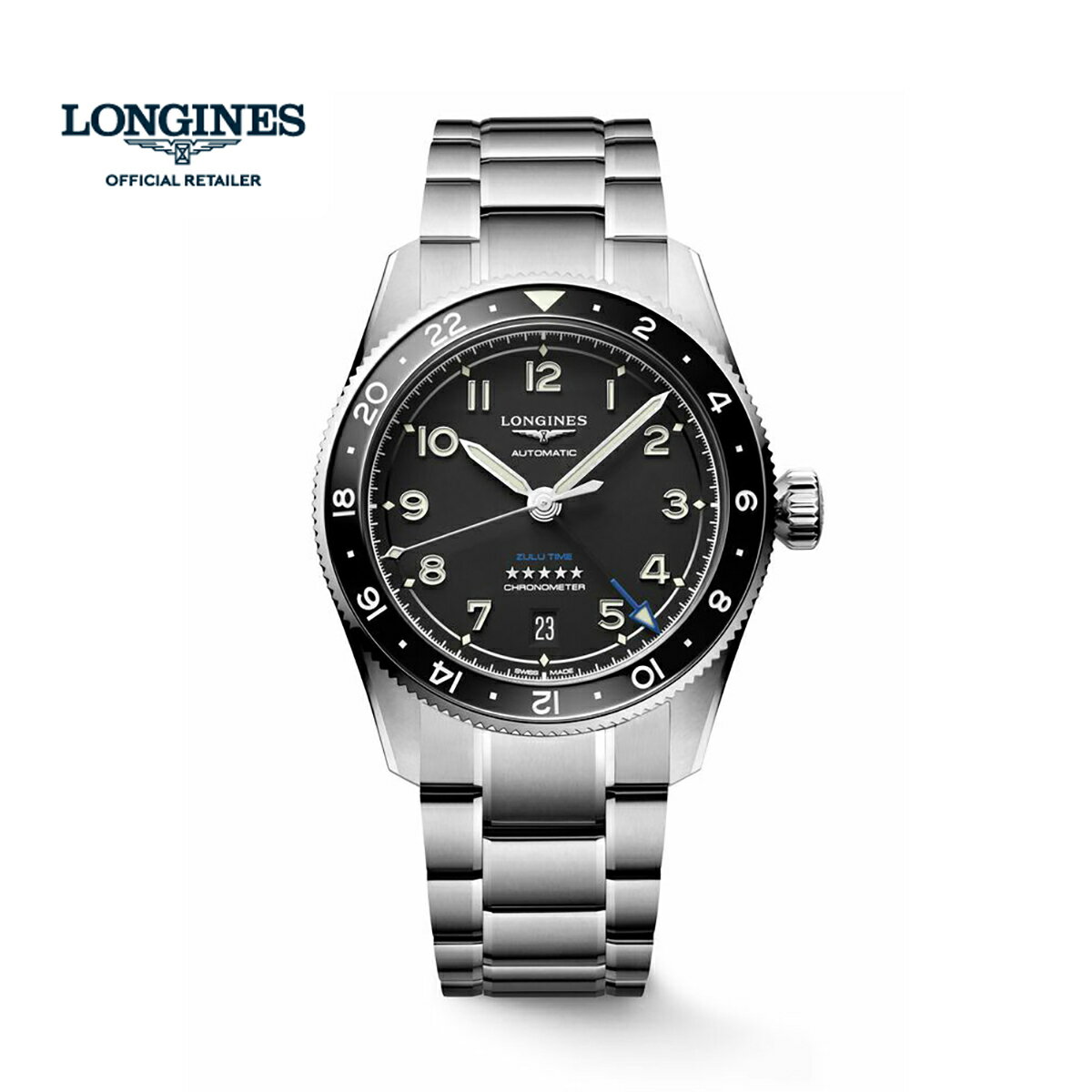 ロンジン 腕時計（メンズ） 【10%OFFクーポン★ファッションジャンル★5/21・9:59まで】 ロンジン LONGINES L3.802.4.53.6 ロンジン スピリット Zulu Time 39mm COSC認定クロノメーター 国内正規品 腕時計