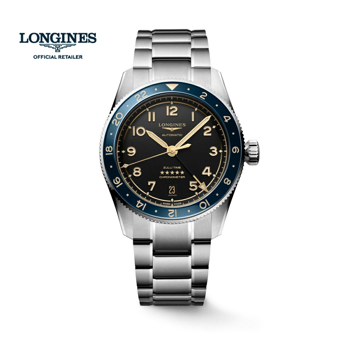【2000円OFFクーポン★ブラックフライデー★11/27・1:59まで】 ロンジン LONGINES L3.802.4.60.6 ロンジン スピリット Zulu Time 39mm COSC認定クロノメーター 国内正規品 腕時計