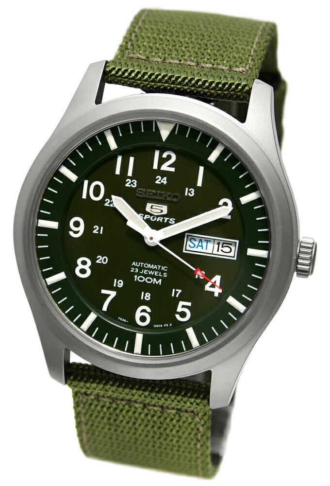 セイコーファイブ [10年保証] [製造終了 希少海外モデル] SEIKO SNZG09K1 MILITARY Green セイコー ファイブ ミリタリー 100m防水 グリーン メッシュ ナイロンベルト 自動巻き 【逆輸入モデル】