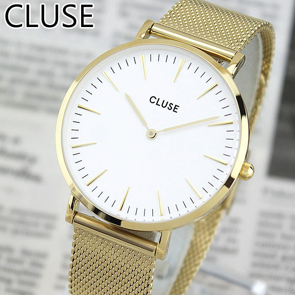 CLUSE クルース La Boheme MESH ラ・ボエーム メッシュ CL18109 38mm 海外モデル レディース 腕時計 ウォッチ メタル バンド 白 ホワイト 金 ゴールド 誕生日プレゼント 女性 ギフト