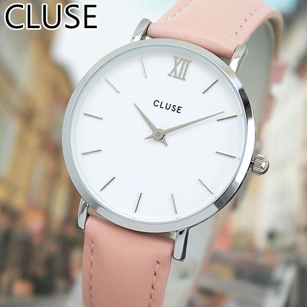 CLUSE クルース MINUIT ミニュイ 33mm CL30005 海外モデル レディース 腕時計 ウォッチ 革ベルト レザー 白 ホワイト ピンク 銀 シルバー 誕生日 女性 ギフト プレゼント