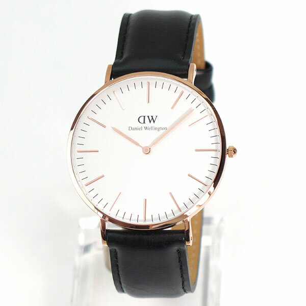 Daniel Wellington ダニエルウェリントン メンズ 腕時計 北欧レザー 革ベルト 黒 ブラック ピンクゴールド ローズゴールド アナログ クオーツ ペアに 0107DW DW00600007 海外モデル 40mm バレンタイン 誕生日プレゼント 男性 彼氏 旦那 夫 社会人 友達 ギフト格安通販　バレンタイン　人気　ランキング