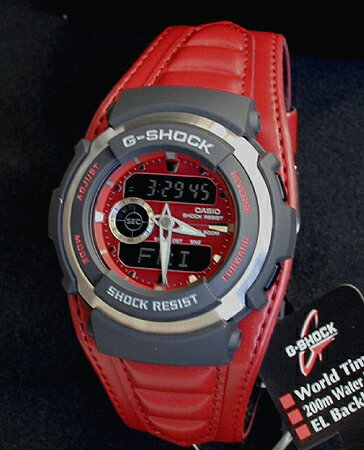 ★送料無料 CASIO カシオ Gショック ジーショック G-SHOCK Gスパイク G-300L-4AV G-SPIKE レザーバンド 赤 レッド メンズ 腕時計 防水 時計