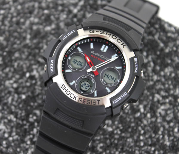 ★送料無料 G-SHOCK 電波 ソーラー CASIO カシオ Gショック ジーショック AWG-M100-1A 海外モデル タフソーラー 電波 時計 腕時計 メンズ アナログ 2針 アナデジ 商品到着後レビューを書いて3年保証 誕生日プレゼント ギフト