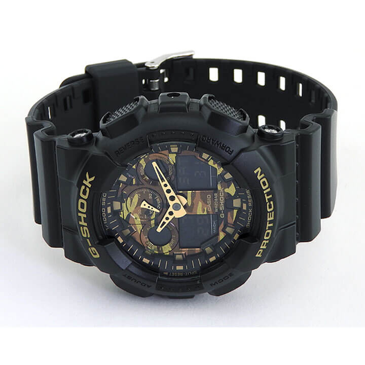 商品到着後レビューを書いて3年保証 CASIO カシオ G-SHOCK Gショック ジーショック gshock GA-100CF-1A9 海外モデル メンズ 腕時計 新品 防水 カジュアル 黒 ブラック 迷彩 ミリタリー カモフラージュ アナログ デジタル ビッグフェイス 誕生日プレゼント ギフト