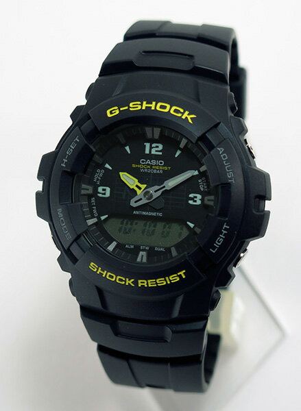 CASIO カシオ G-SHOCK Gショック ジーショック メンズ 腕時計 多機能 時計 防水 カジュアル デジタル G-100-9CM 海外モデル アナログ アナデジ ELバックライト ブラック イエロー 黒 黄色 バレンタイン 誕生日プレゼント 男性 彼氏 旦那 夫 社会人 友達 ギフト 見やすい格安通販　バレンタイン　人気　ランキング