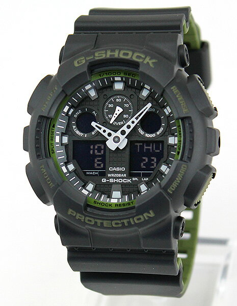 CASIO カシオ G-SHOCK Gショック ジーショック GA-100L-1A 海外モデル メンズ 腕時計 防水 ウレタン アナログ 黒 ブラック 緑 グリーン カーキ ビックフェイス バレンタイン 誕生日プレゼント 男性 彼氏 旦那 夫 社会人 友達 ギフト格安通販　バレンタイン　人気　ランキング