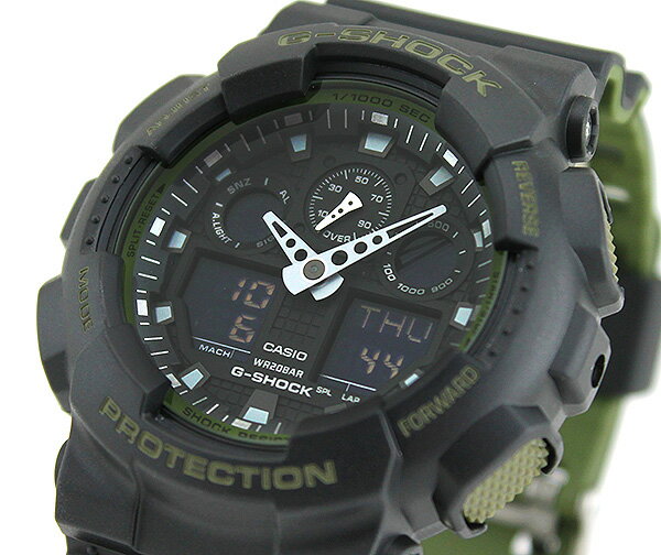 CASIO カシオ G-SHOCK Gショック ジーショック GA-100L-1A 海外モデル メンズ 腕時計 防水 ウレタン アナログ 黒 ブラック 緑 グリーン カーキ ビックフェイス バレンタイン 誕生日プレゼント 男性 彼氏 旦那 夫 社会人 友達 ギフト格安通販　バレンタイン　人気　ランキング