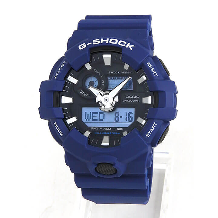 CASIO カシオ G-SHOCK Gショック メンズ 腕時計 防水 黒 青 ブルー ウレタン 多機能 クオーツ ブラック ネイビー カジュアル アナログ デジタル GA-700-2A 海外モデル バレンタイン 誕生日プレゼント 男性 彼氏 旦那 夫 社会人 友達 ギフト 見やすい格安通販　バレンタイン　人気　ランキング