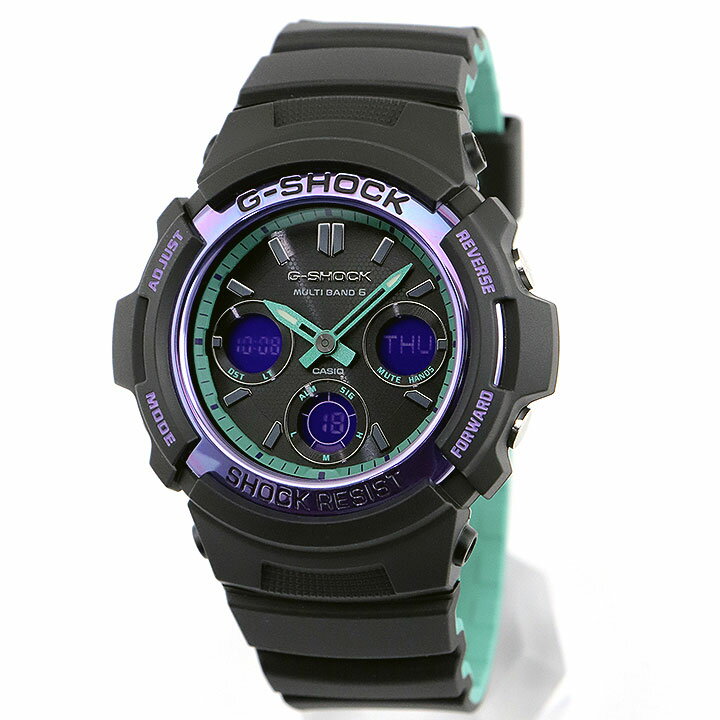 CASIO カシオ G-SHOCK Gショック 電波 ソーラー ジーショック AWG-M100SBL-1A メンズ 腕時計 防水 ウレタン 電波 ソーラー アナログ デジタル 黒 ブラック 紫 パープル 海外モデル バレンタイン 誕生日プレゼント 男性 彼氏 旦那 夫 友達 ギフト格安通販　バレンタイン　人気　ランキング
