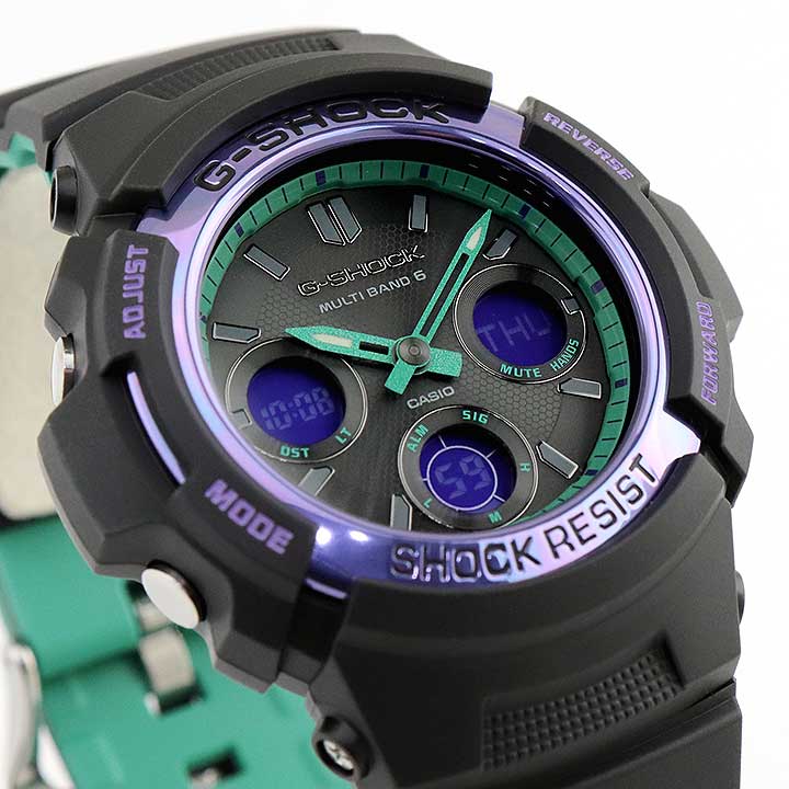CASIO カシオ G-SHOCK Gショック 電波 ソーラー ジーショック AWG-M100SBL-1A メンズ 腕時計 防水 ウレタン 電波 ソーラー アナログ デジタル 黒 ブラック 紫 パープル 海外モデル バレンタイン 誕生日プレゼント 男性 彼氏 旦那 夫 友達 ギフト格安通販　バレンタイン　人気　ランキング