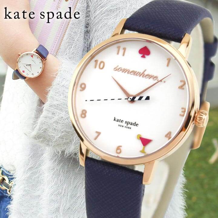 【送料無料】KateSpade ケイトスペード ケートスペード 時計 おしゃれ ブランド かわいい KSW1040 海外モデル レディース 腕時計 革ベルト レザー 白 ホワイト 青 ネイビー 誕生日プレゼント 女性 ホワイトデー お返し 卒業祝い 入学祝い ギフト