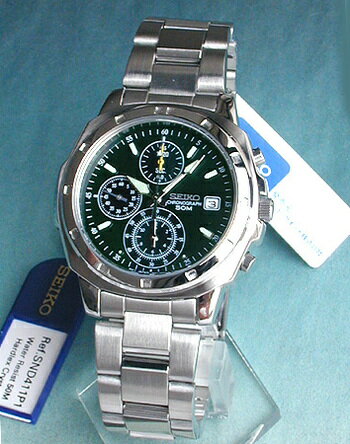 SEIKO セイコー 逆輸入 メンズ 腕時計 時計 薄型クロノグラフ SND411P1 正規海外モデル モスグリーン 日本製ムーブメ…